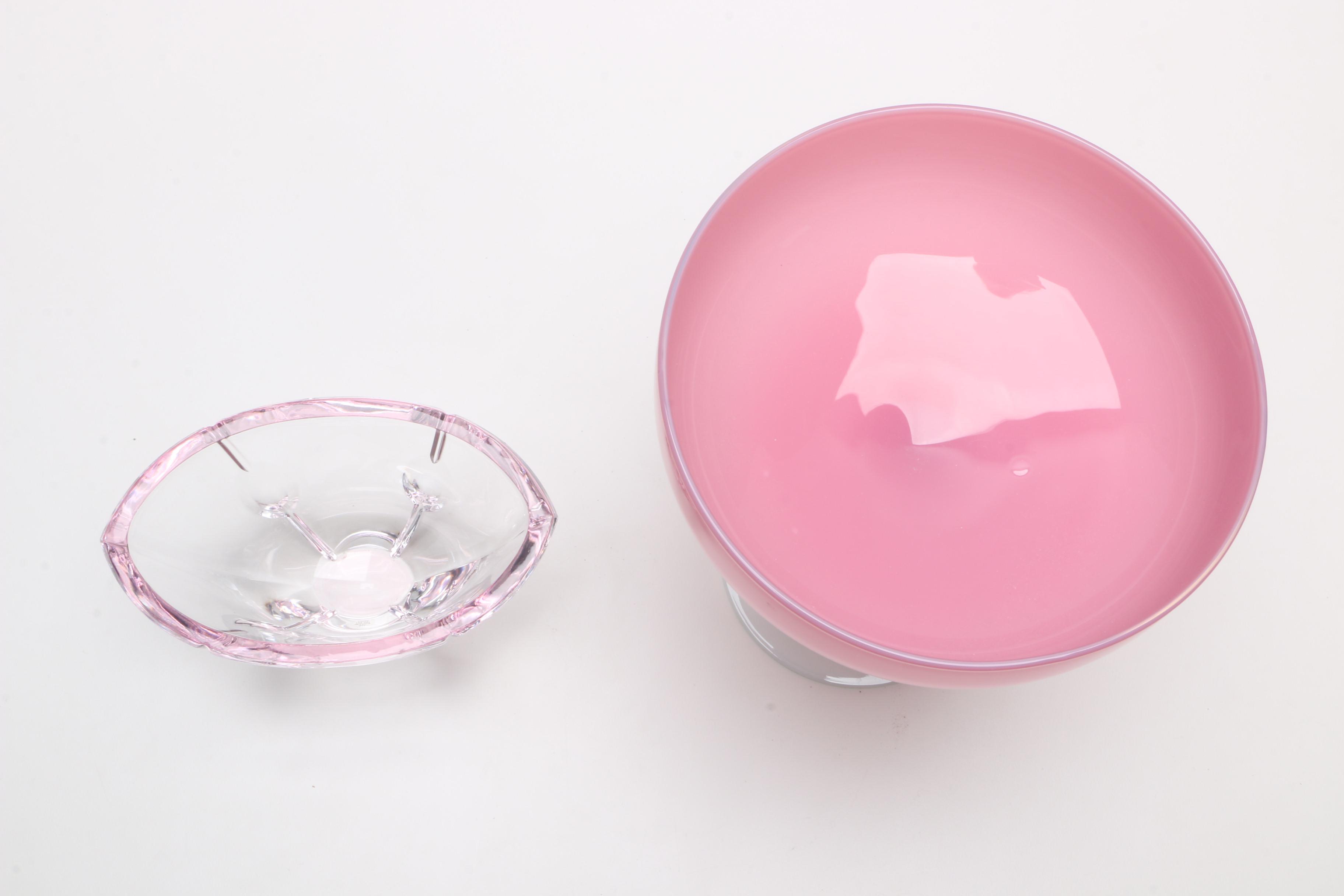 Opaline Glass Compote and Lenox Crystal Bowl