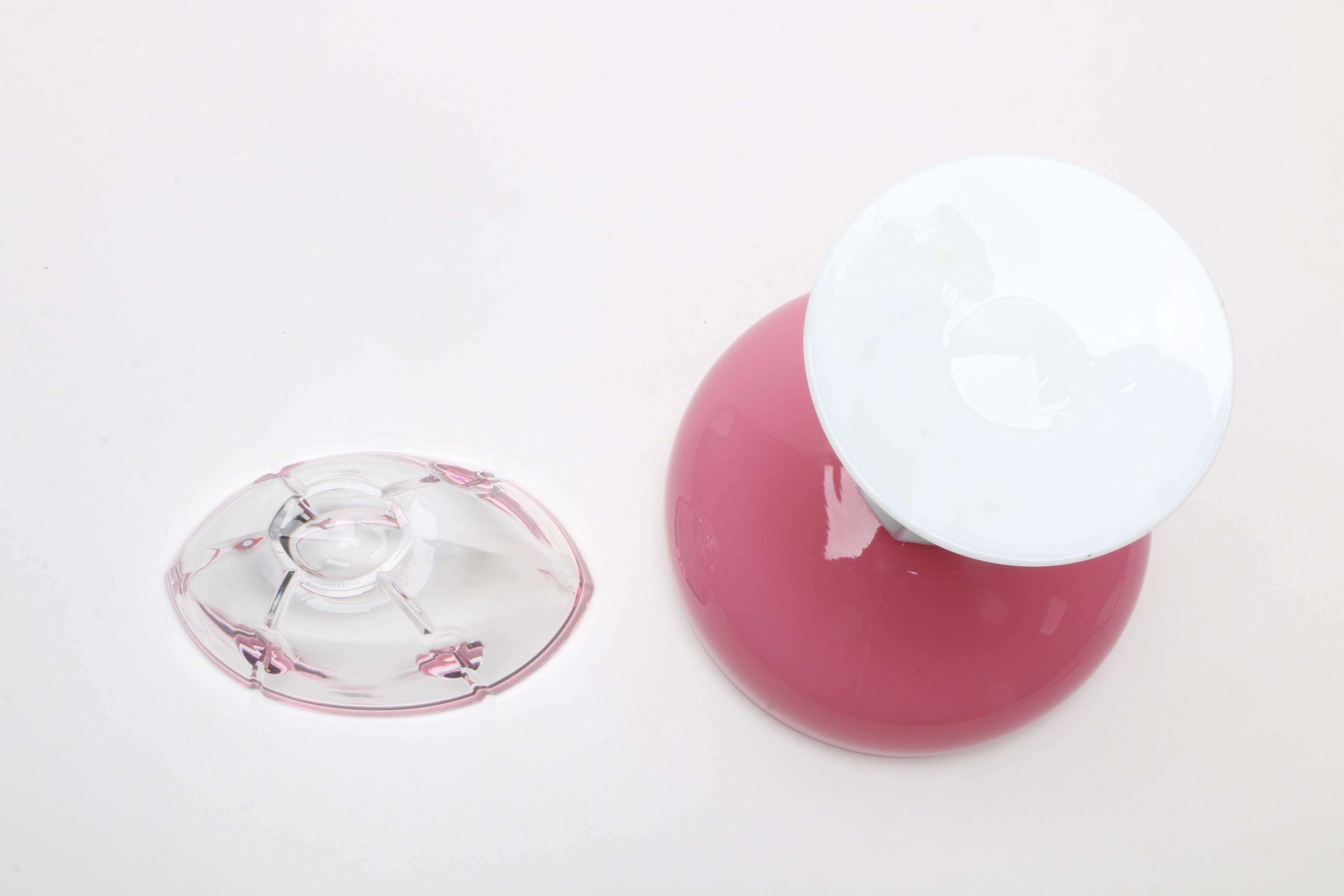 Opaline Glass Compote and Lenox Crystal Bowl