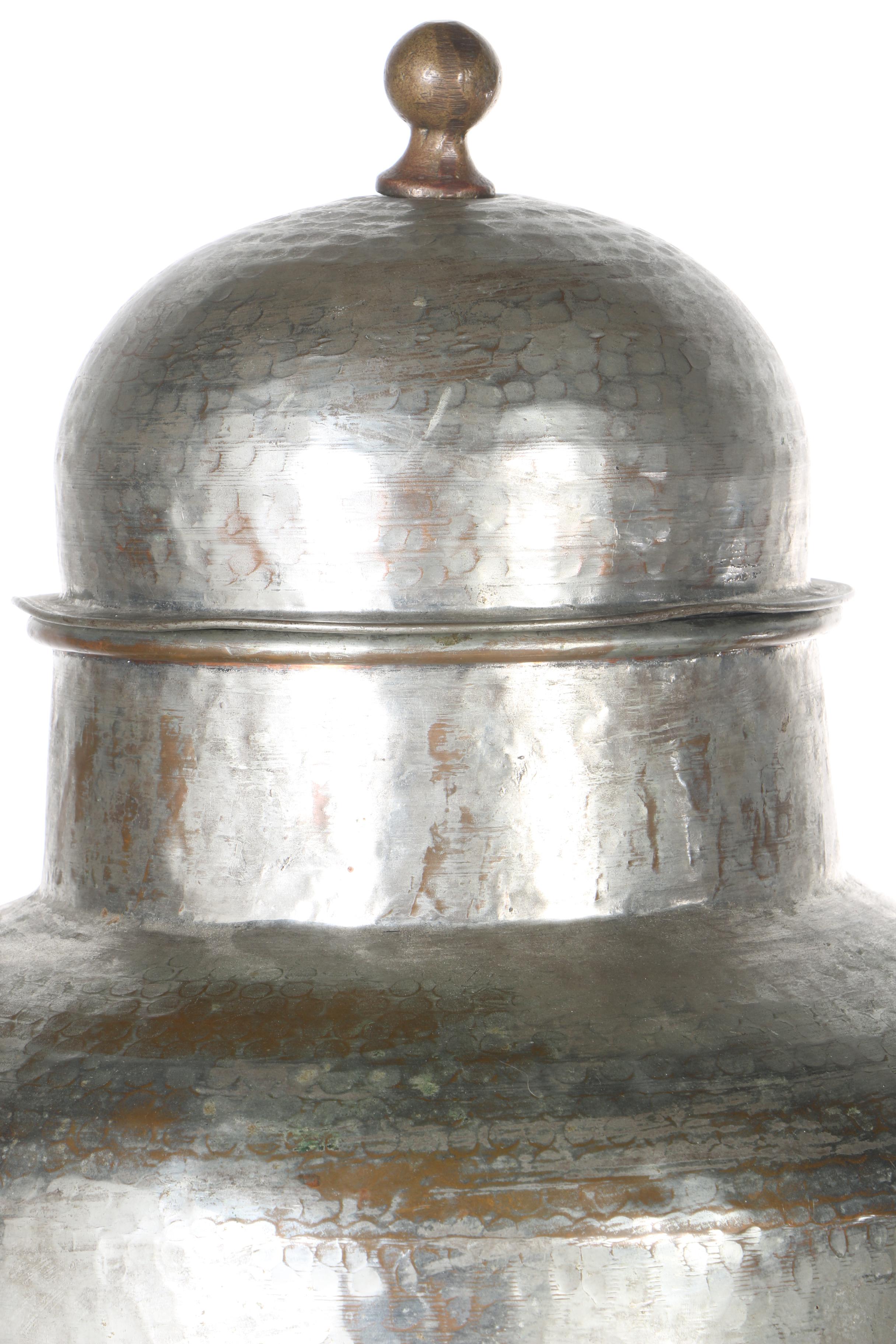 Hammered Metal Lidded Urn