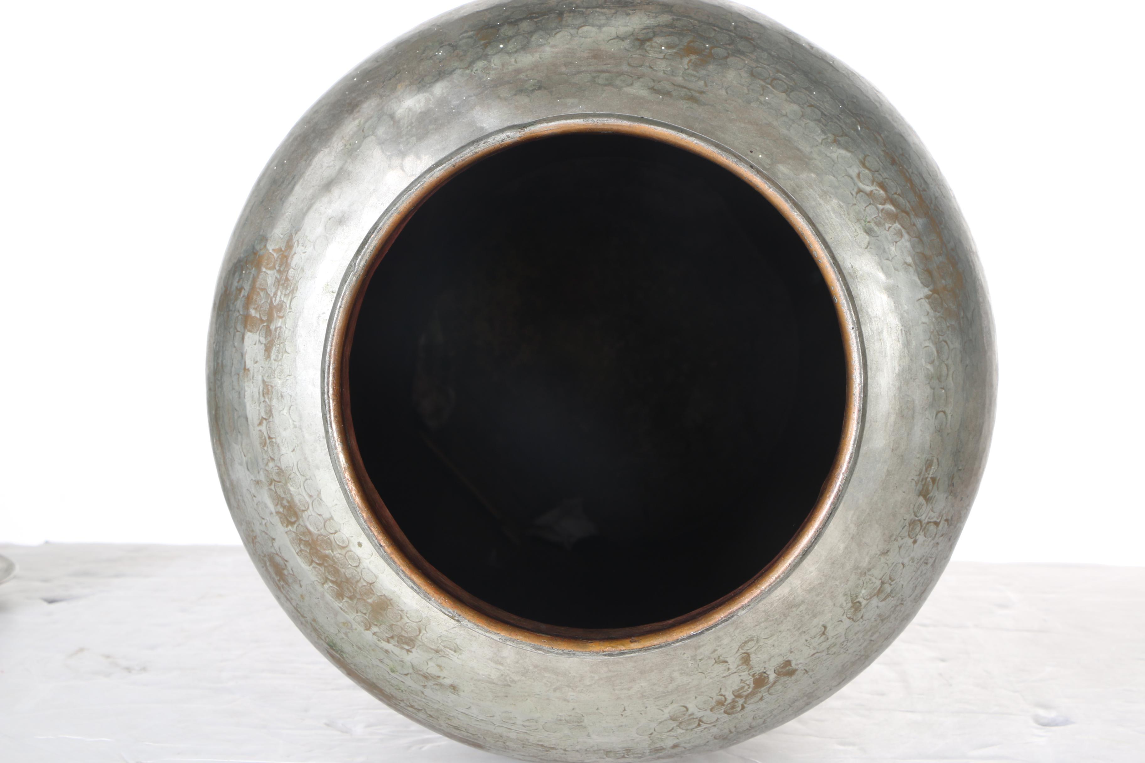 Hammered Metal Lidded Urn