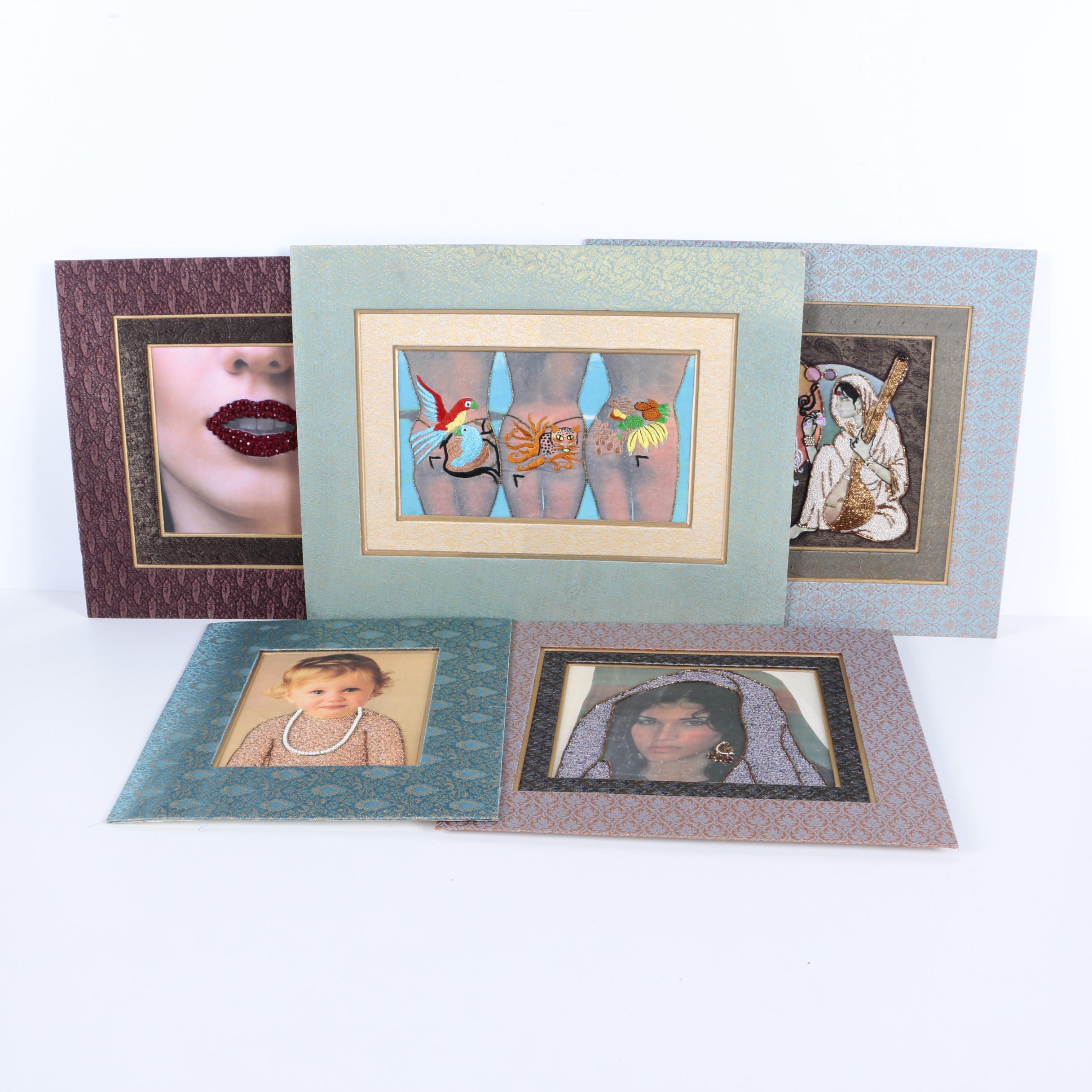 Beaded Embroidery Embellishments on Prints of Figures