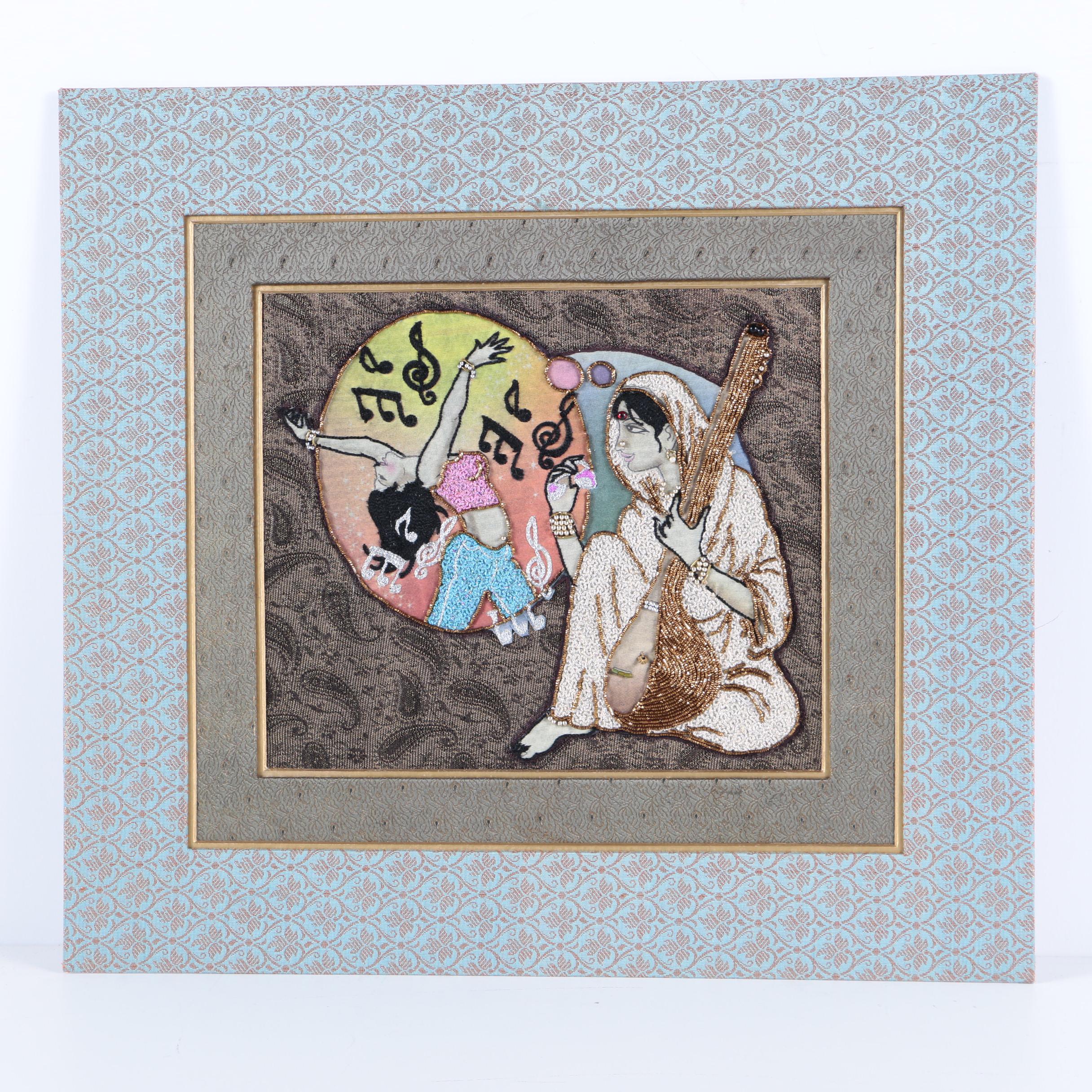 Beaded Embroidery Embellishments on Prints of Figures