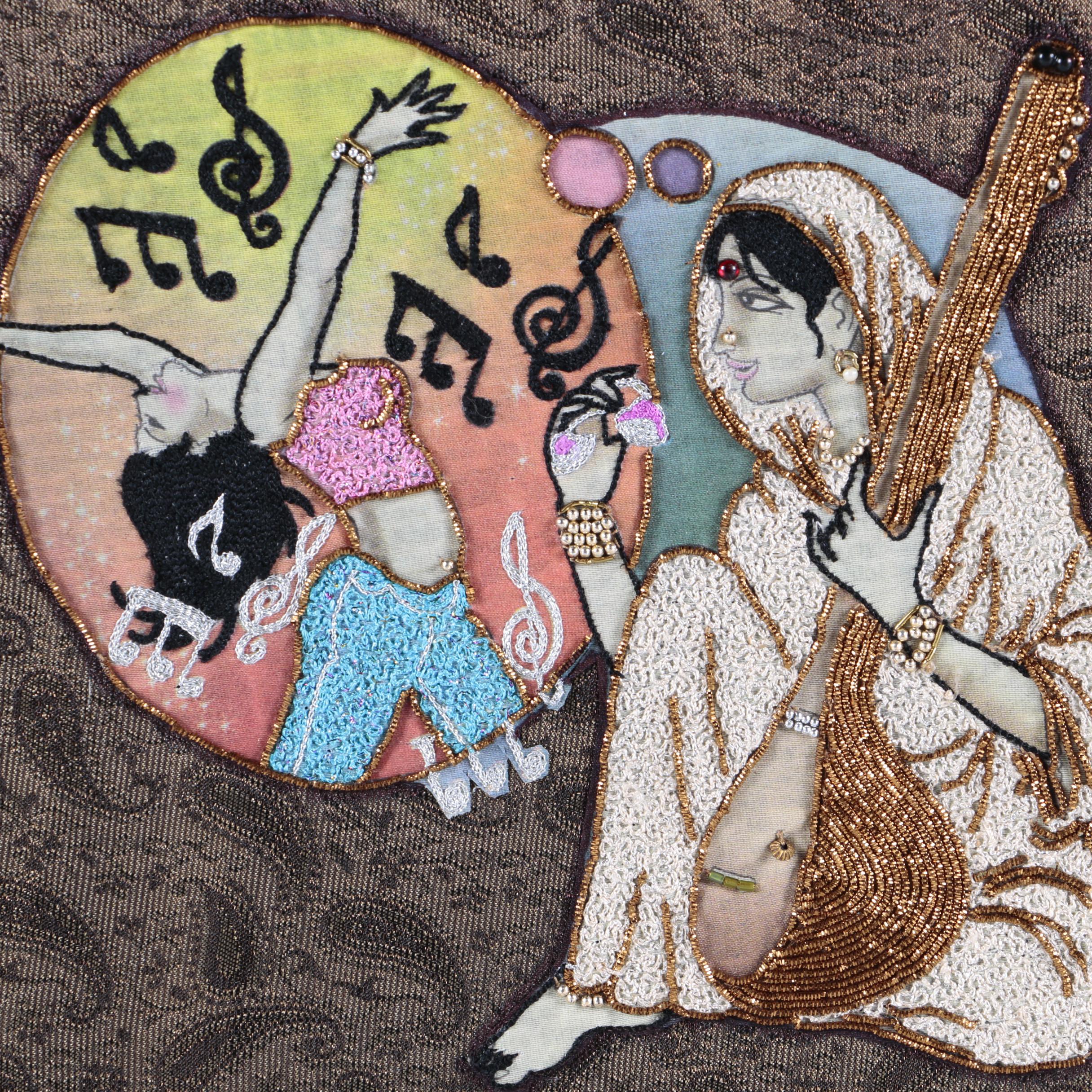 Beaded Embroidery Embellishments on Prints of Figures