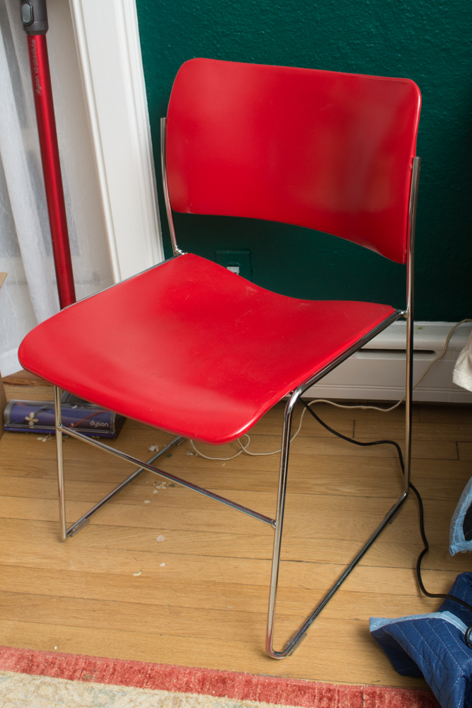 Pair of Modern Red Stacking Chairs