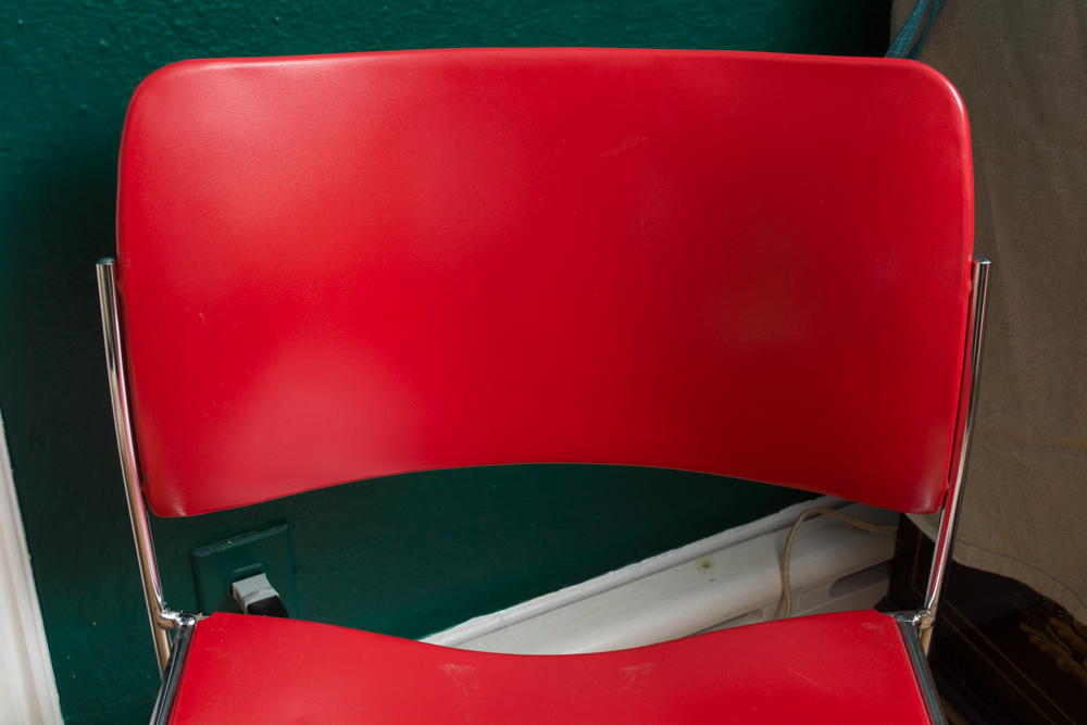 Pair of Modern Red Stacking Chairs