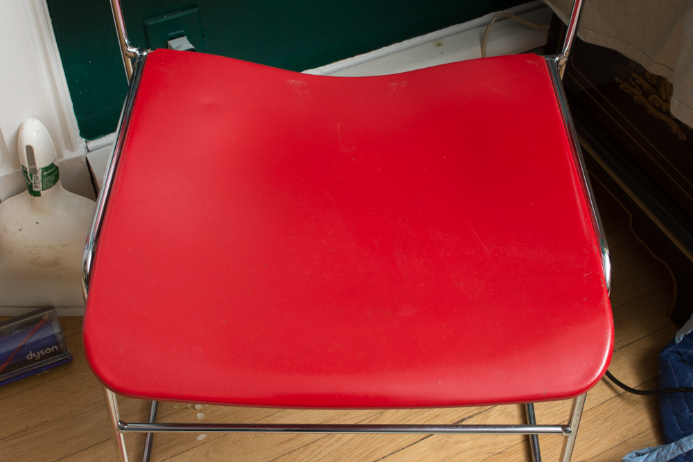 Pair of Modern Red Stacking Chairs