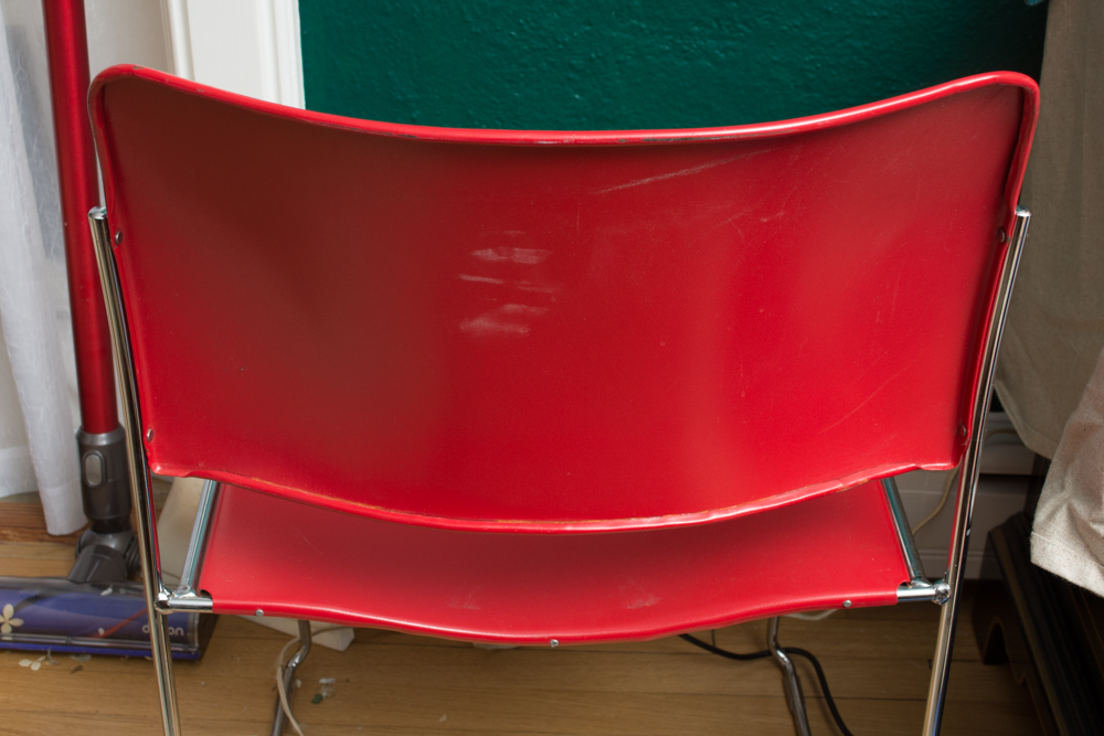 Pair of Modern Red Stacking Chairs