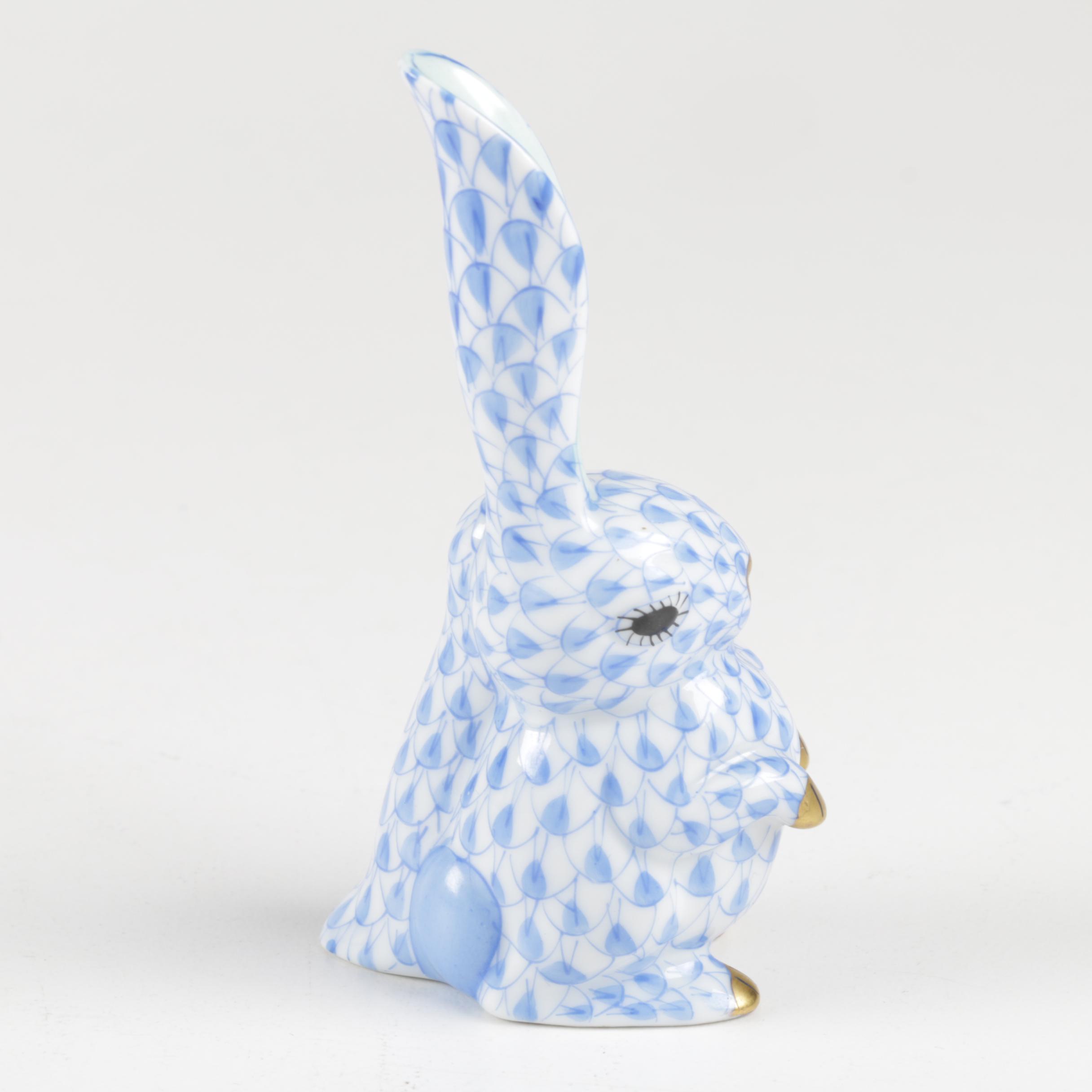 Herend Hungary Lop-Eared Rabbit Porcelain Figurine