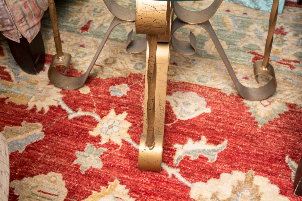 Contemporary Round Glass and Metal Side Table