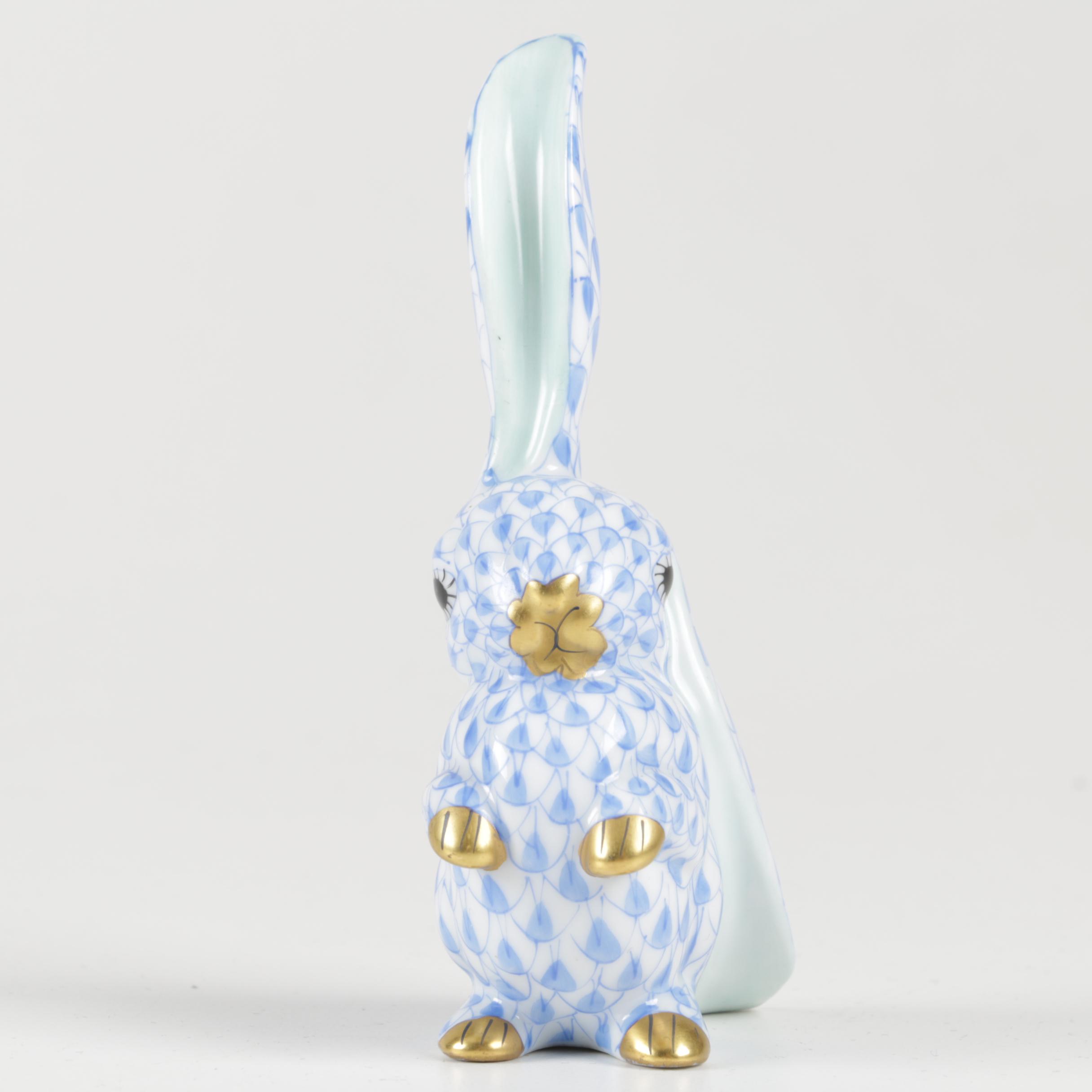 Herend Hungary Lop-Eared Rabbit Porcelain Figurine