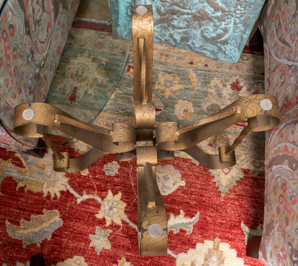 Contemporary Round Glass and Metal Side Table
