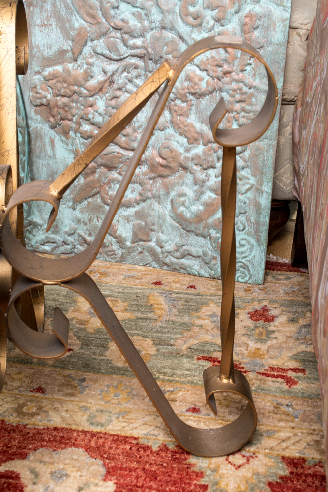 Contemporary Round Glass and Metal Side Table