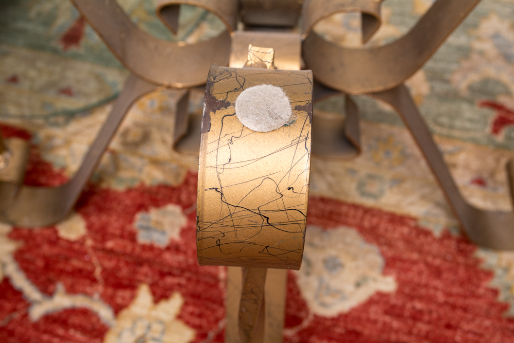 Contemporary Round Glass and Metal Side Table