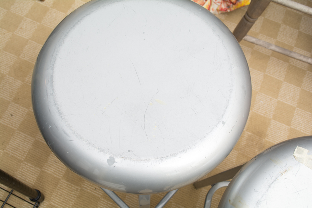 Three Industrial Style Metal Stools