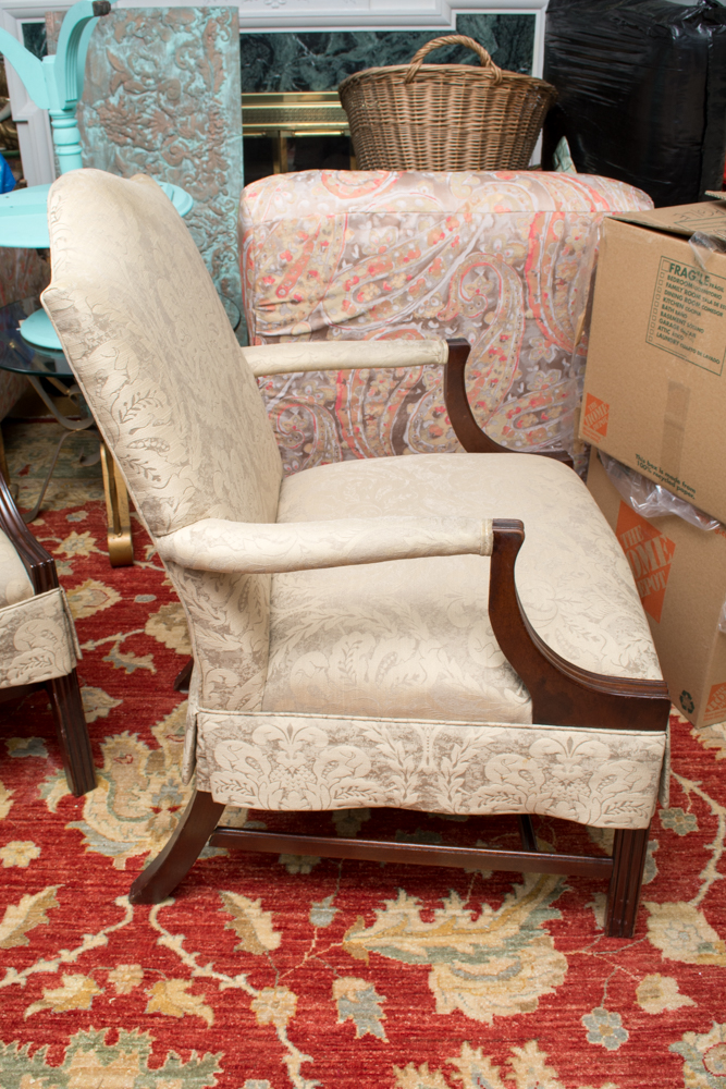 Pair of George III Style Upholstered Armchairs