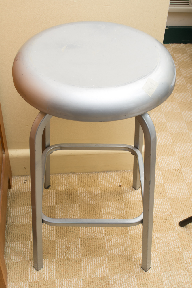 Three Industrial Style Metal Stools