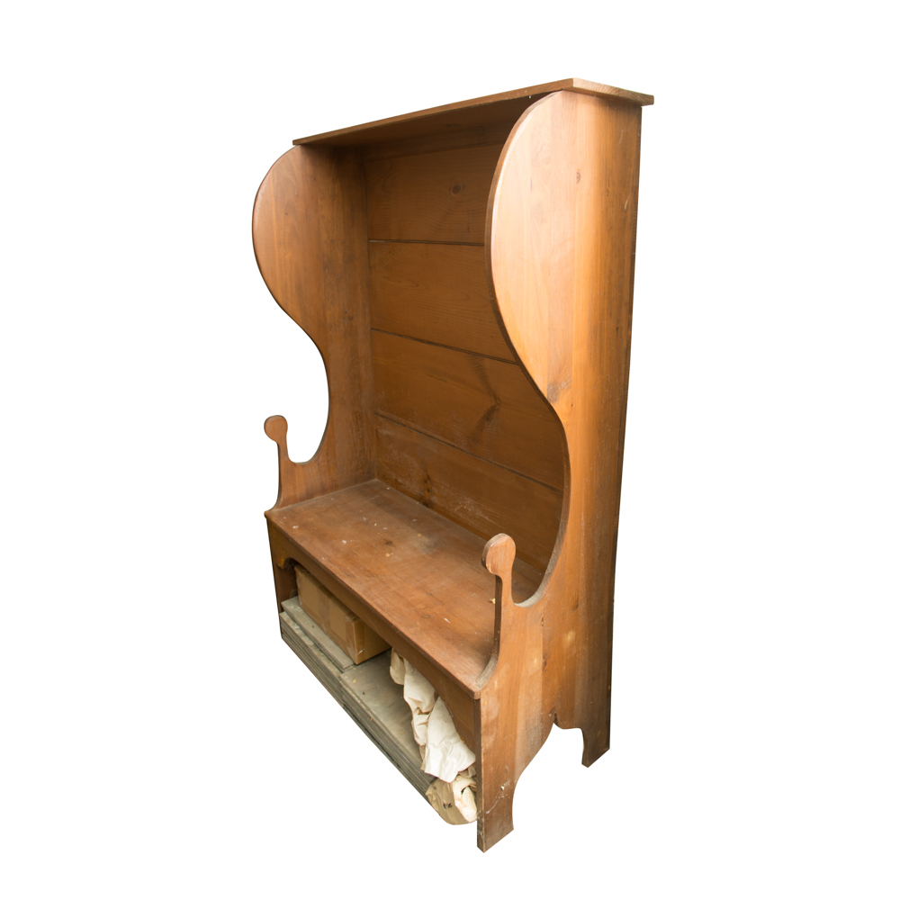Vintage Pine Highback Settle Bench