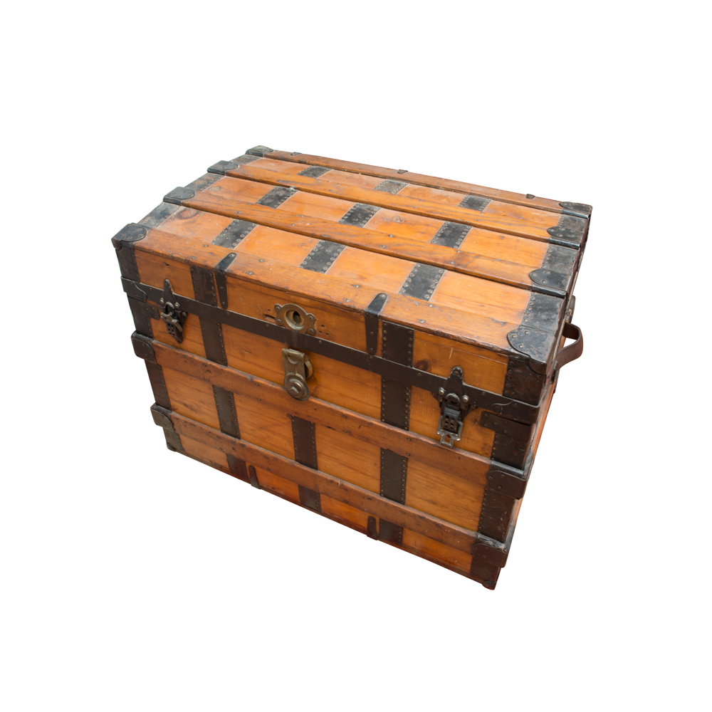 Antique Wooden Steamer Trunk