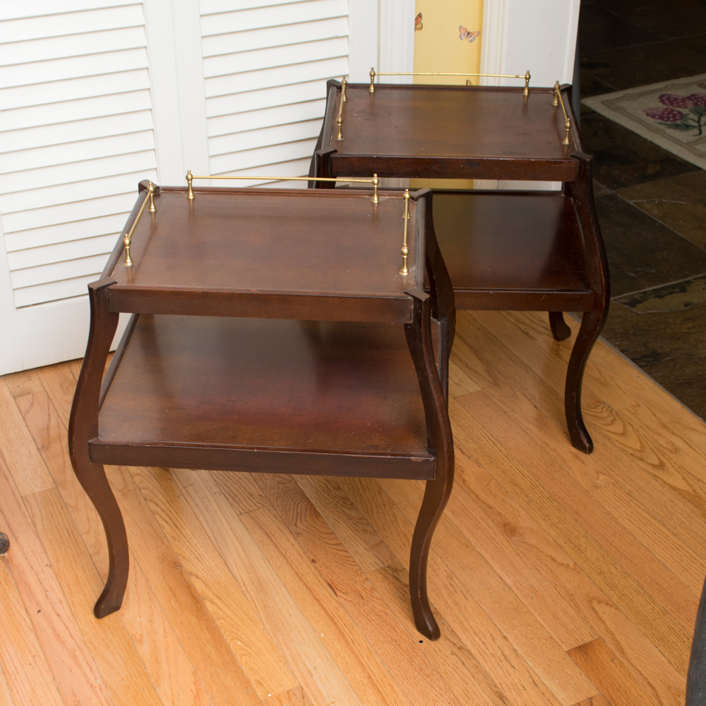 Cherry Stained Wooden End Tables