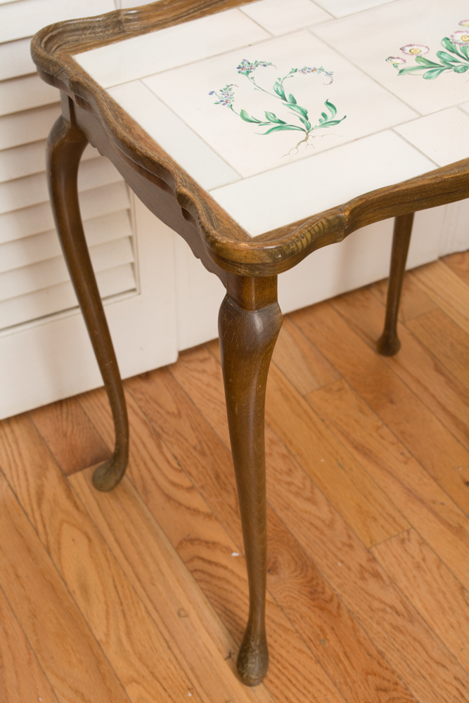 Two Vintage Nested Tables With Tile Tops