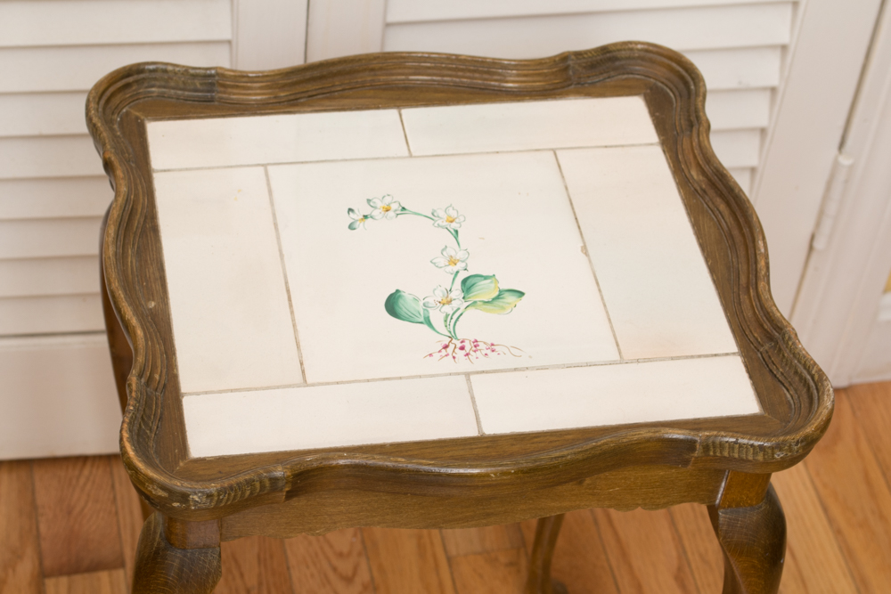 Two Vintage Nested Tables With Tile Tops