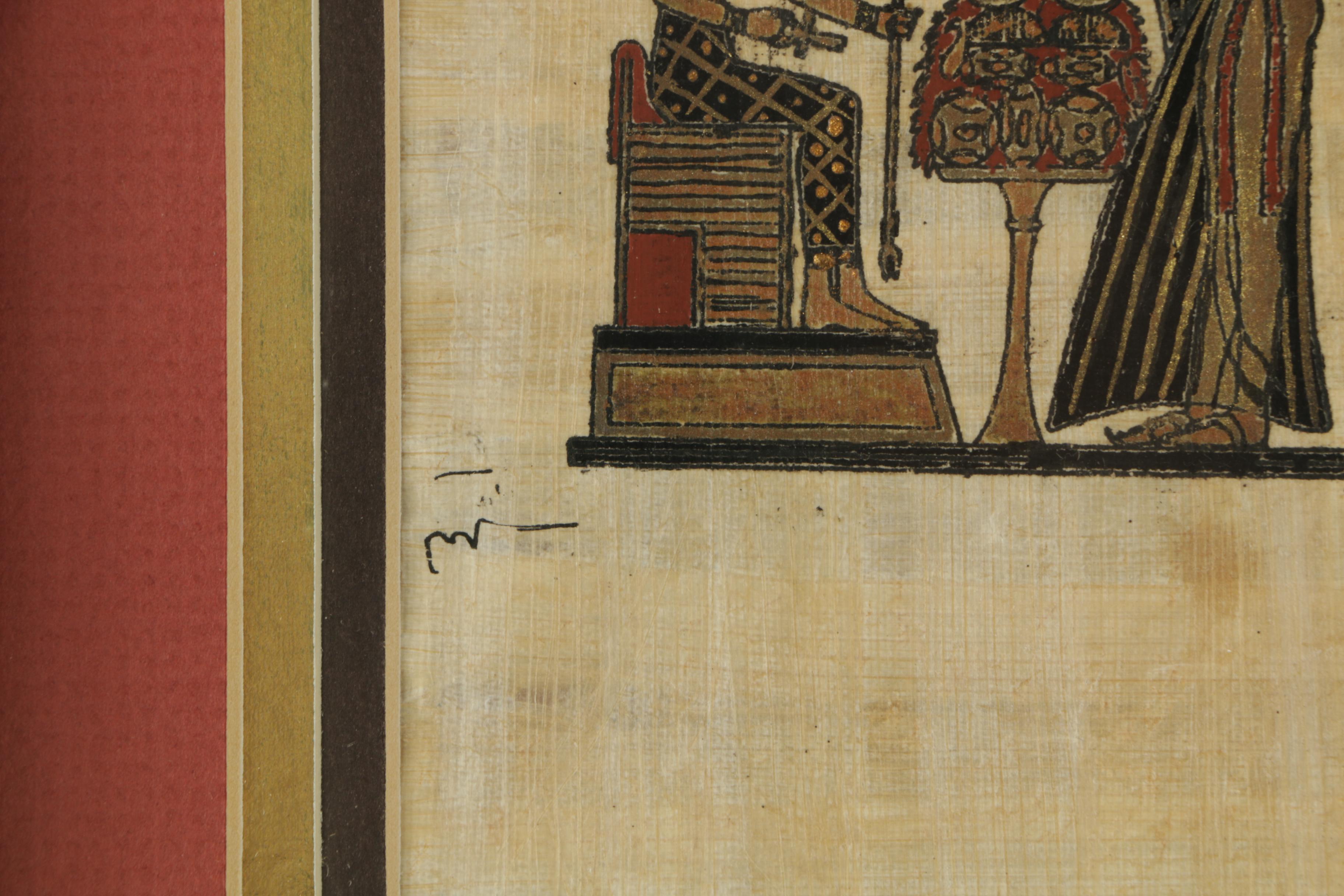 Egyptian-Style Ink Painting on Papyrus