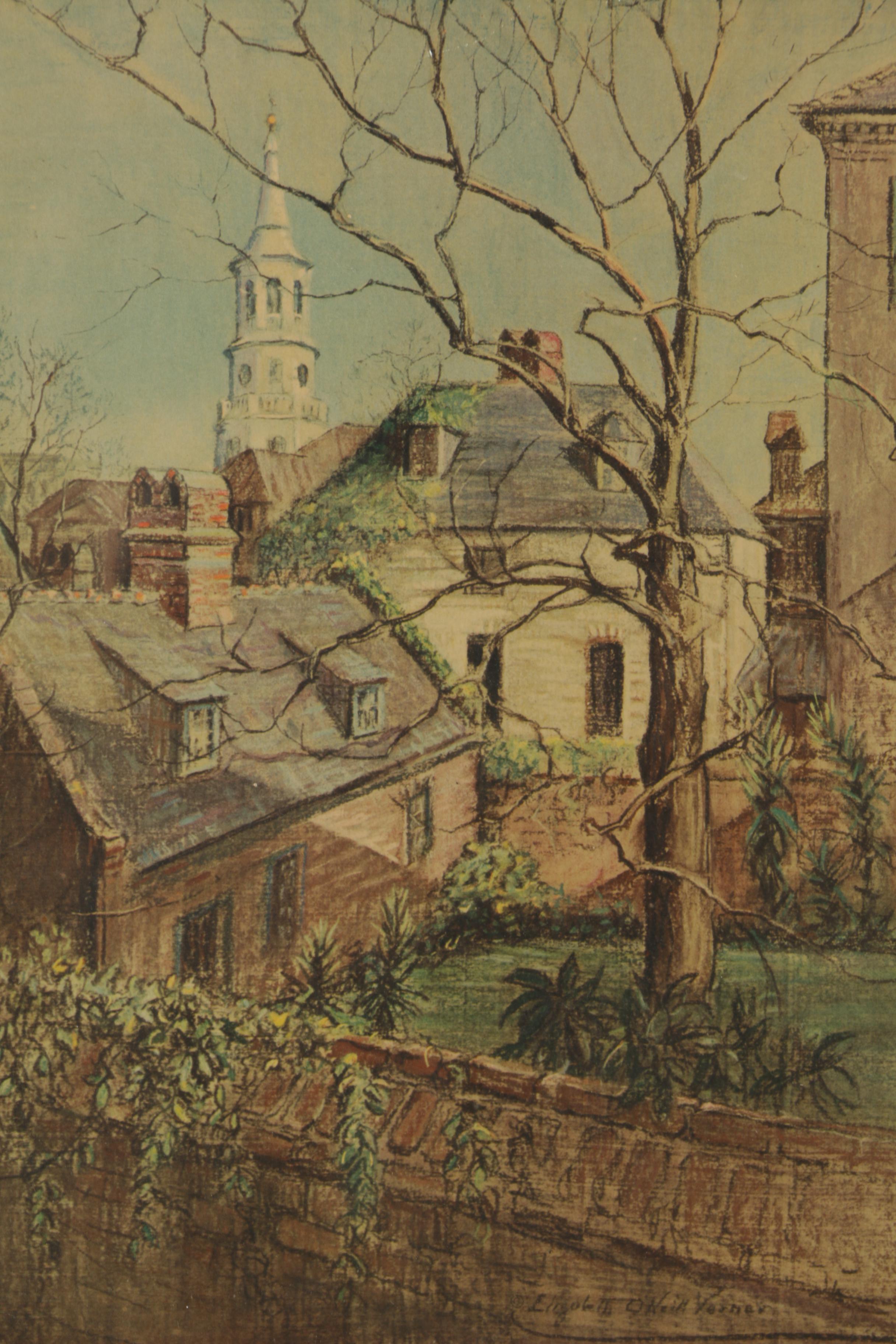 Elizabeth O'Neill Verner Reproduction Print on Paper of Charleston Cityscape