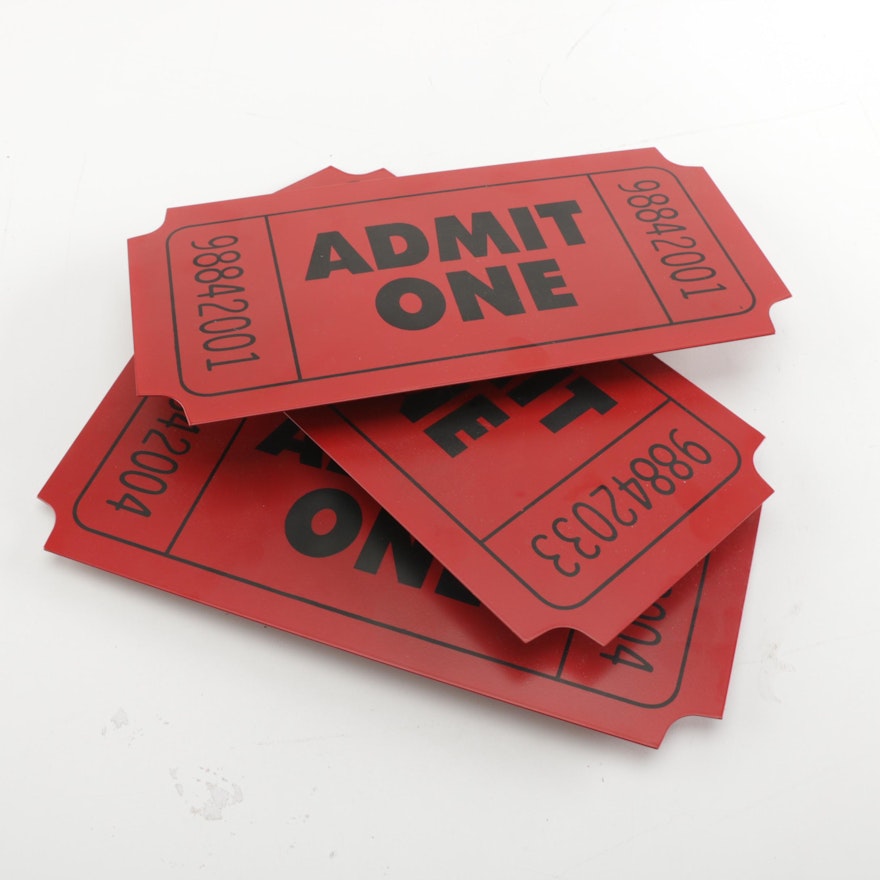 "Admit One" Tickets Tin Wall Decor