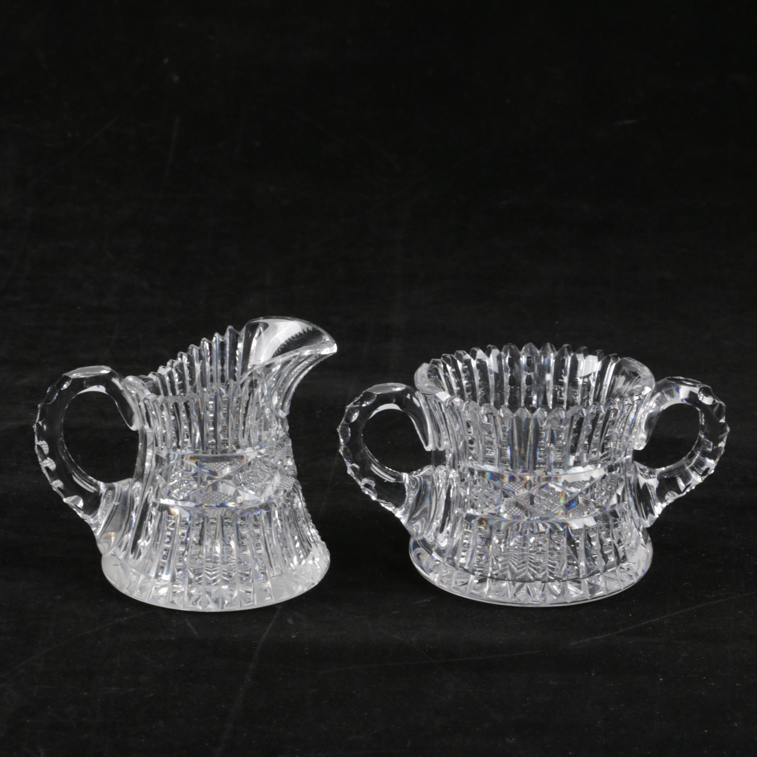Vintage Pressed Glass Sugar Dish And Creamer
