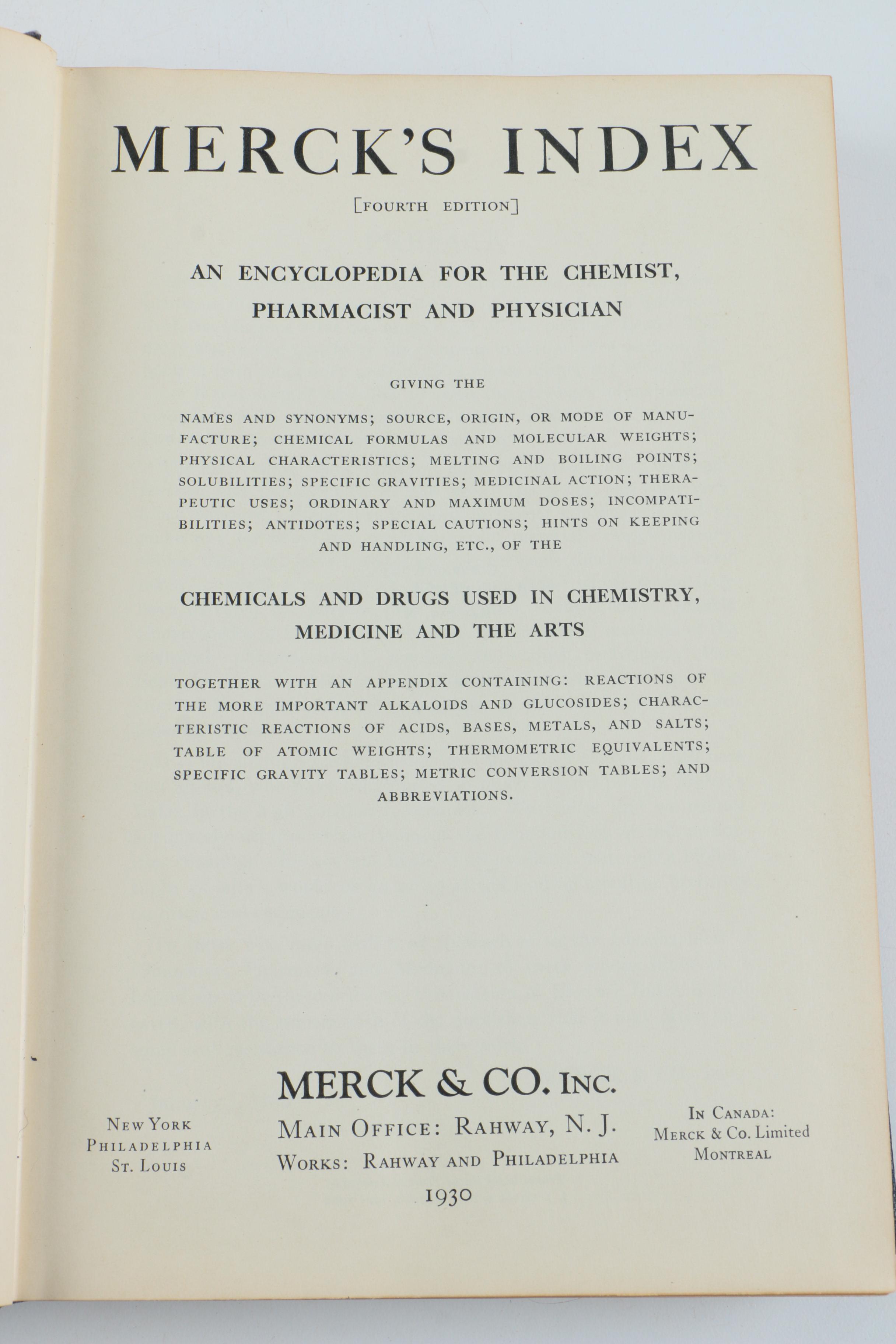 Vintage Books Including 1930 "Merck's Index"