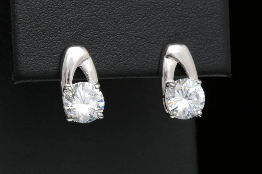 Sterling Silver and Cubic Zirconia Drop Earrings