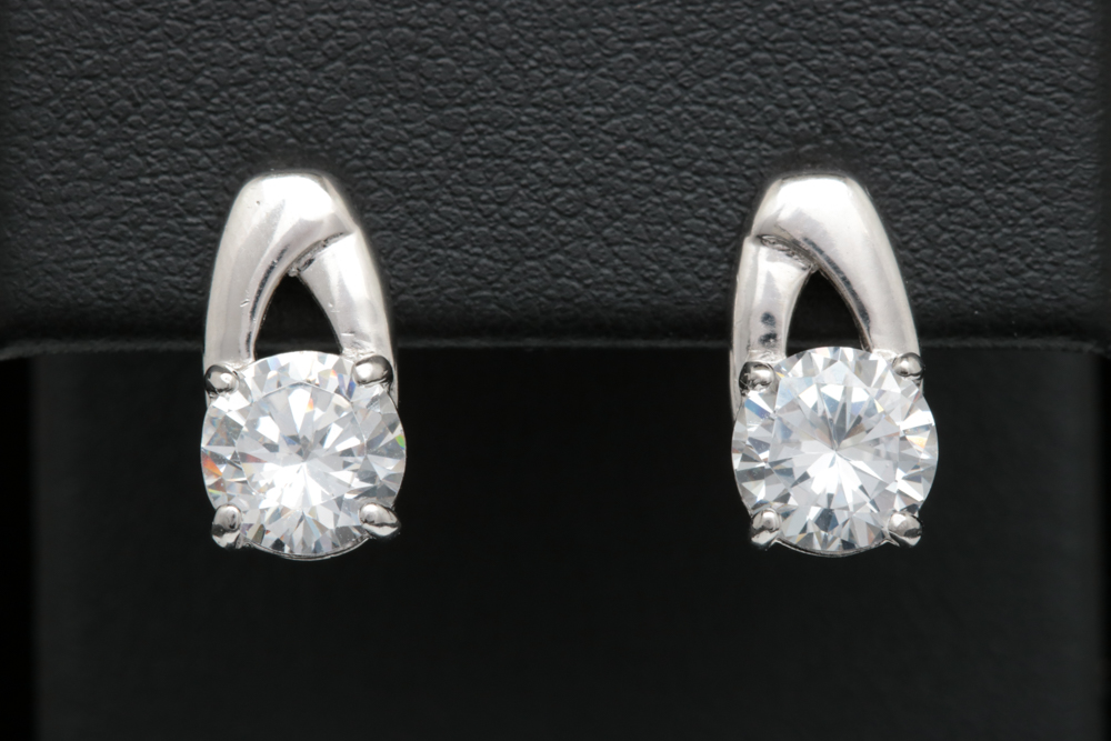 Sterling Silver and Cubic Zirconia Drop Earrings