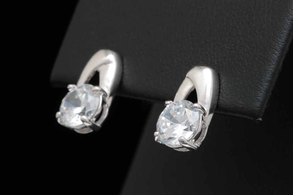 Sterling Silver and Cubic Zirconia Drop Earrings