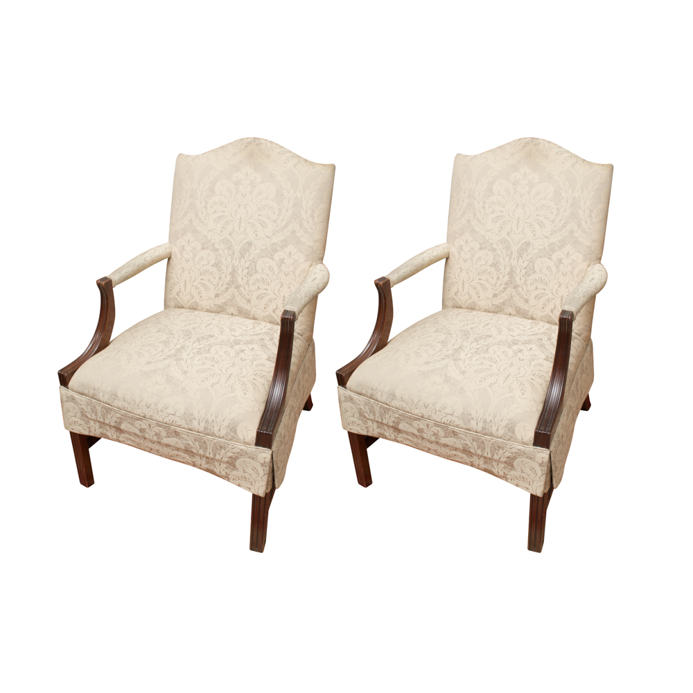 Pair of George III Style Upholstered Armchairs