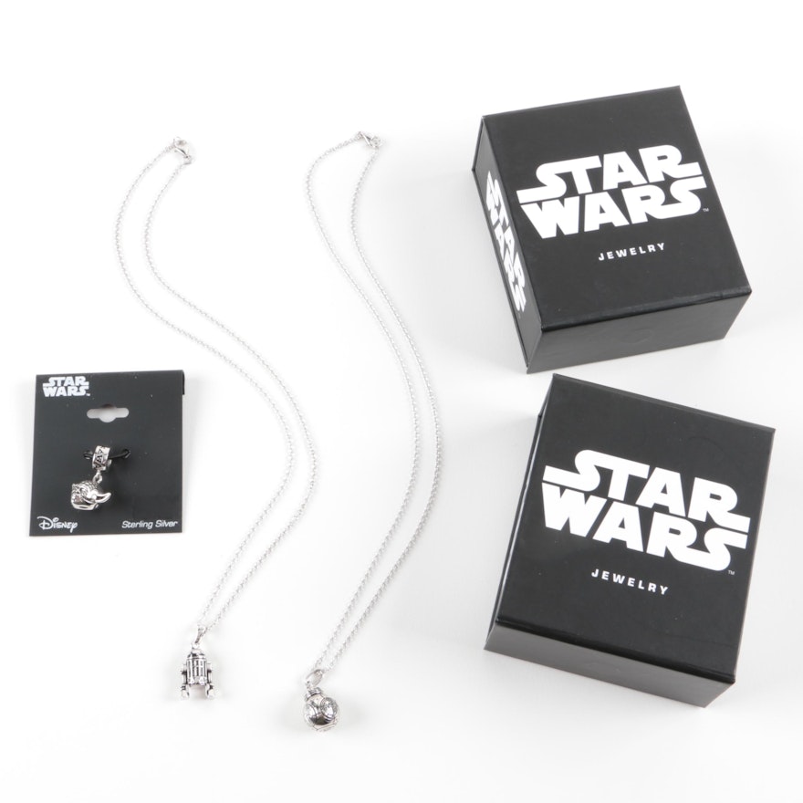 Star Wars Sterling Silver Jewelry Including Yoda, R2-D2 and BB-8