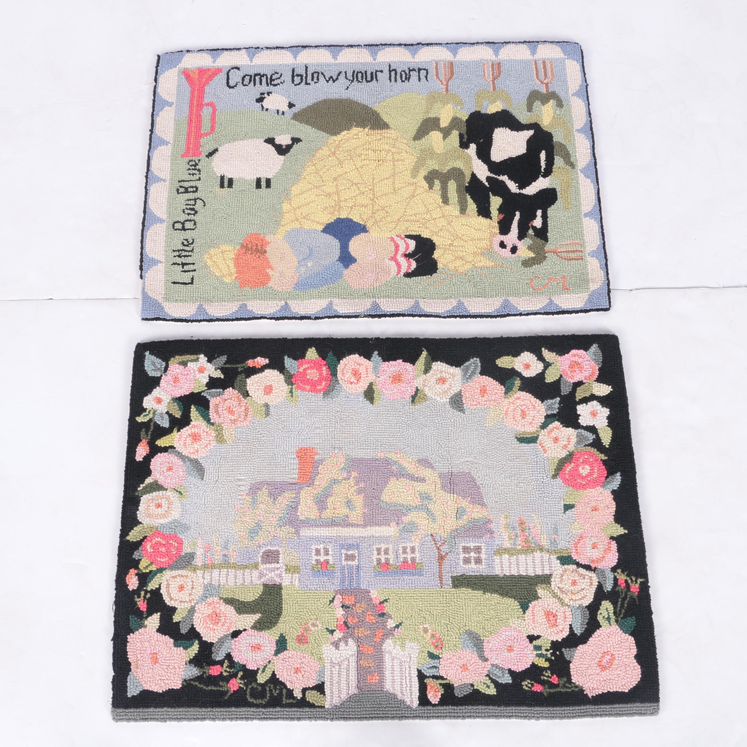 Pair of Claire Murray Hand Hooked Wool Accent Rugs
