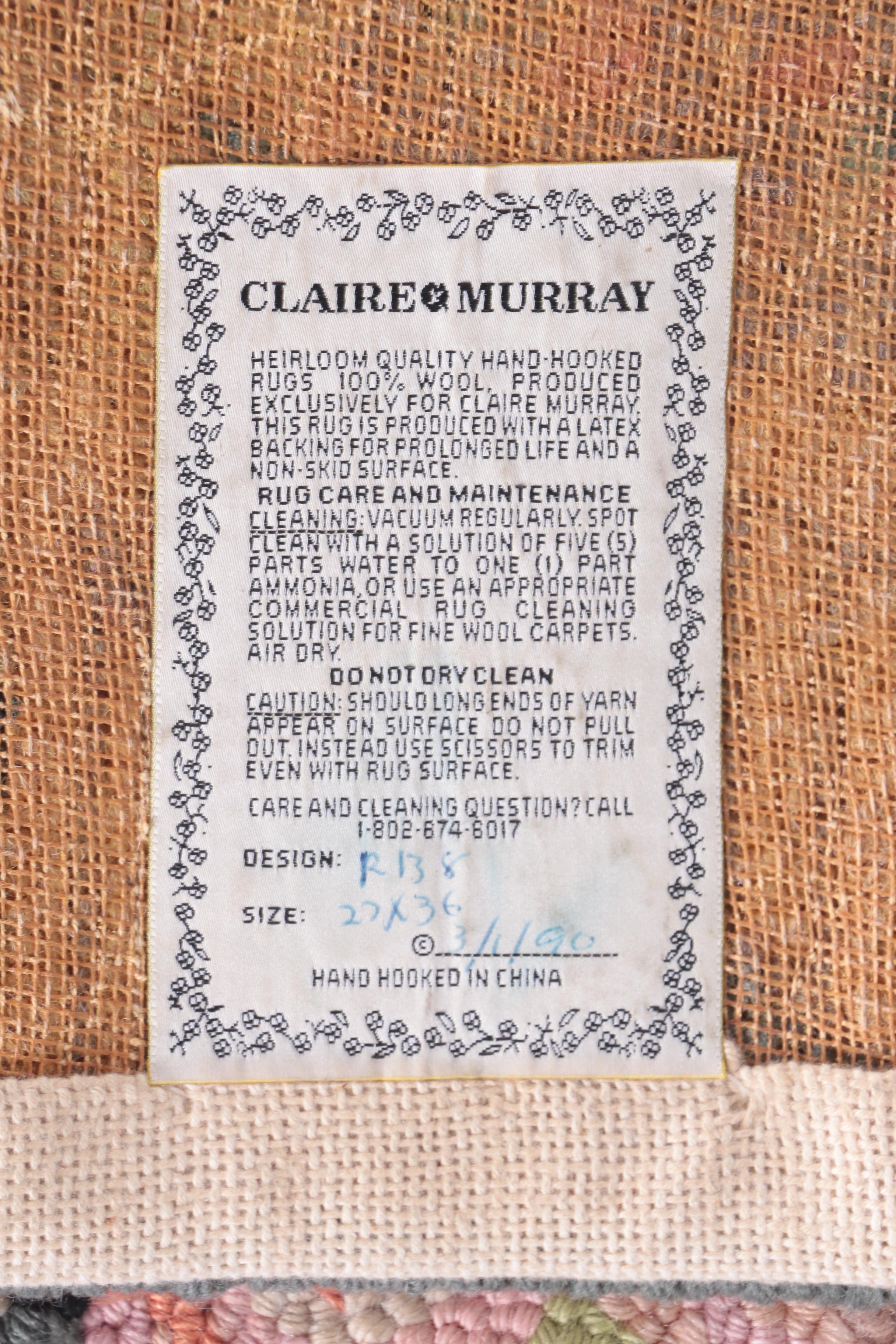 Pair of Claire Murray Hand Hooked Wool Accent Rugs