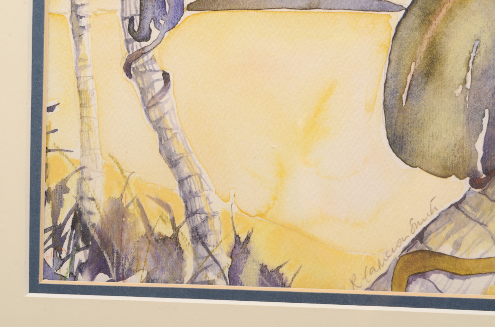 Rosie Cameron Smith Signed Watercolor Painting of a Green Vervet