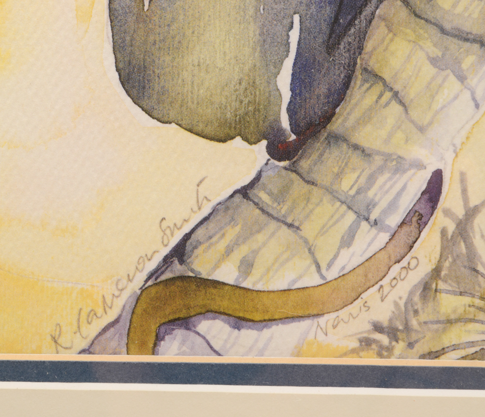 Rosie Cameron Smith Signed Watercolor Painting of a Green Vervet