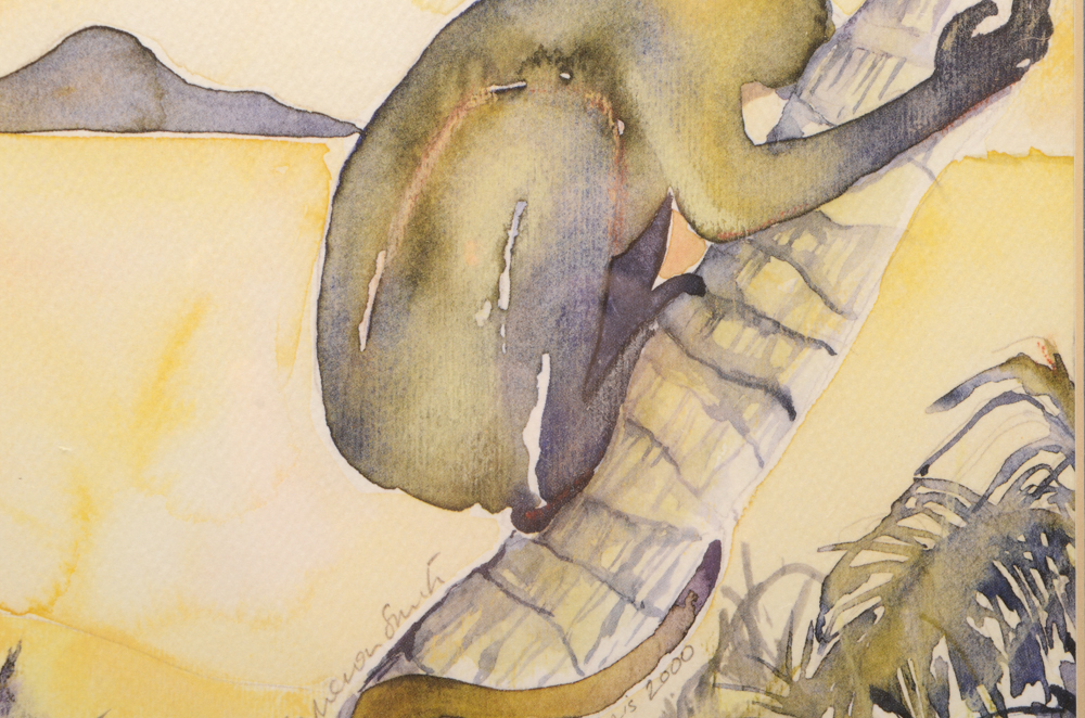 Rosie Cameron Smith Signed Watercolor Painting of a Green Vervet