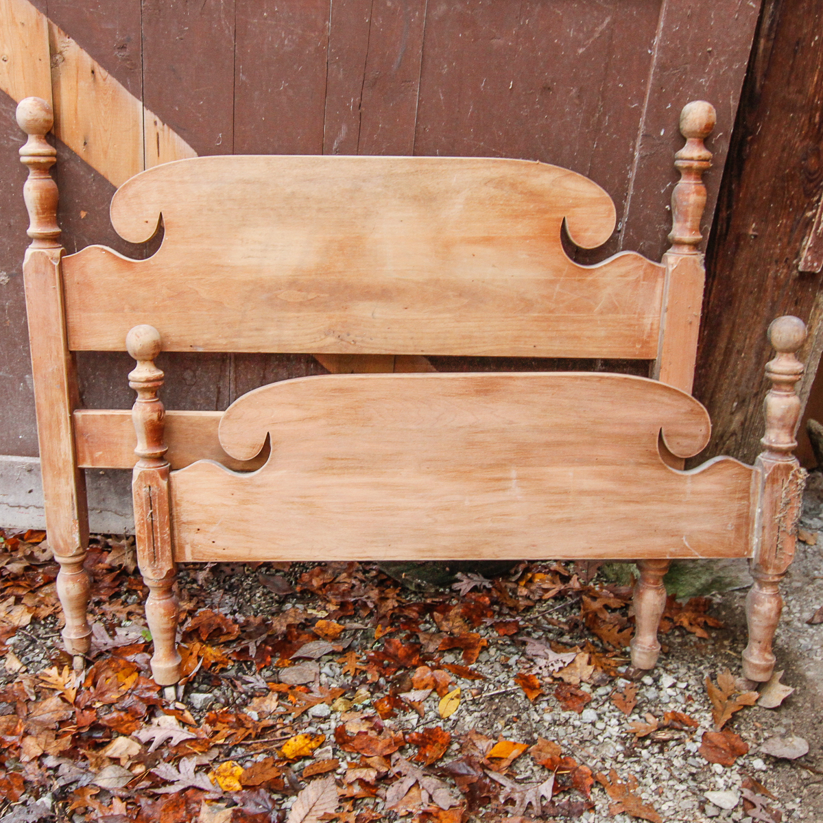 Vintage Wooden Twin Headboard and Footboard