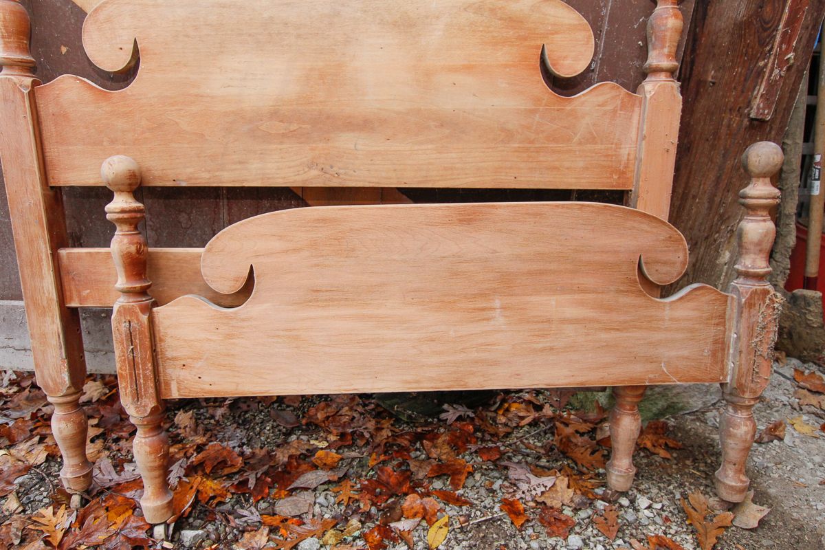 Vintage Wooden Twin Headboard and Footboard