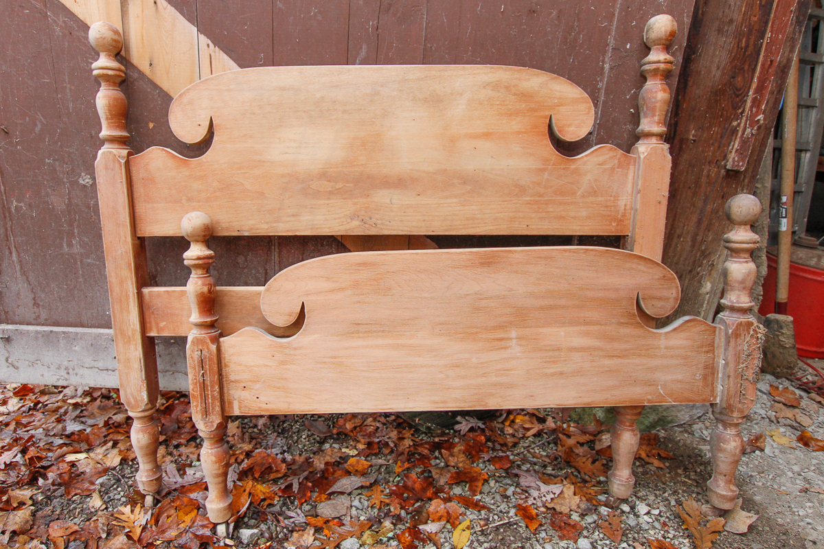 Vintage Wooden Twin Headboard and Footboard