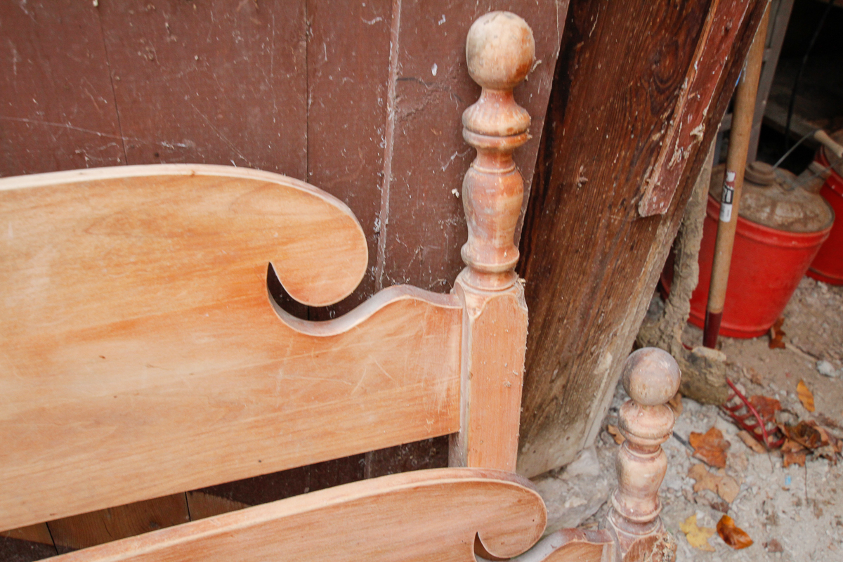 Vintage Wooden Twin Headboard and Footboard