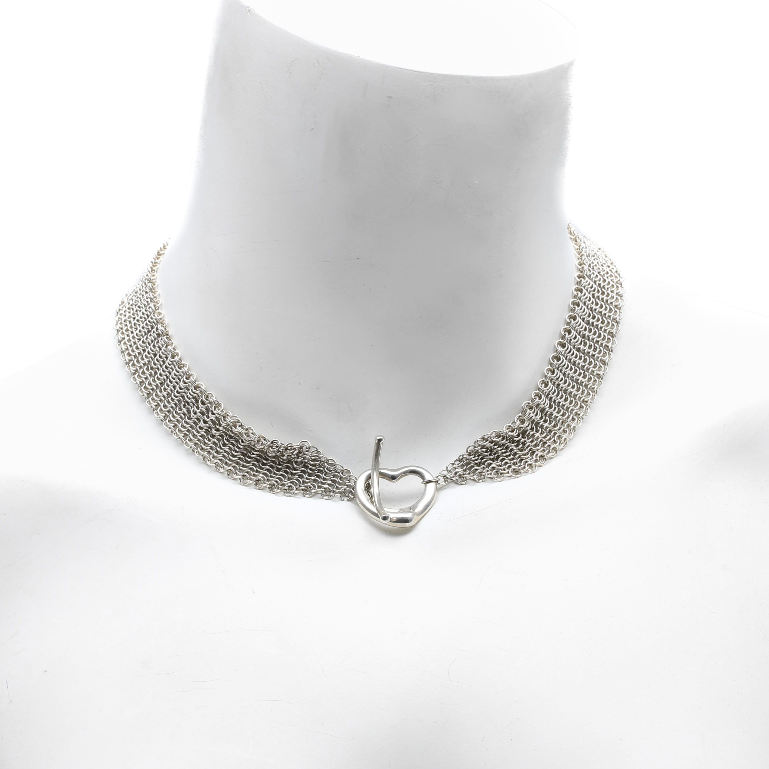 Elsa Peretti for Tiffany Sterling Silver Mesh Heart Necklace