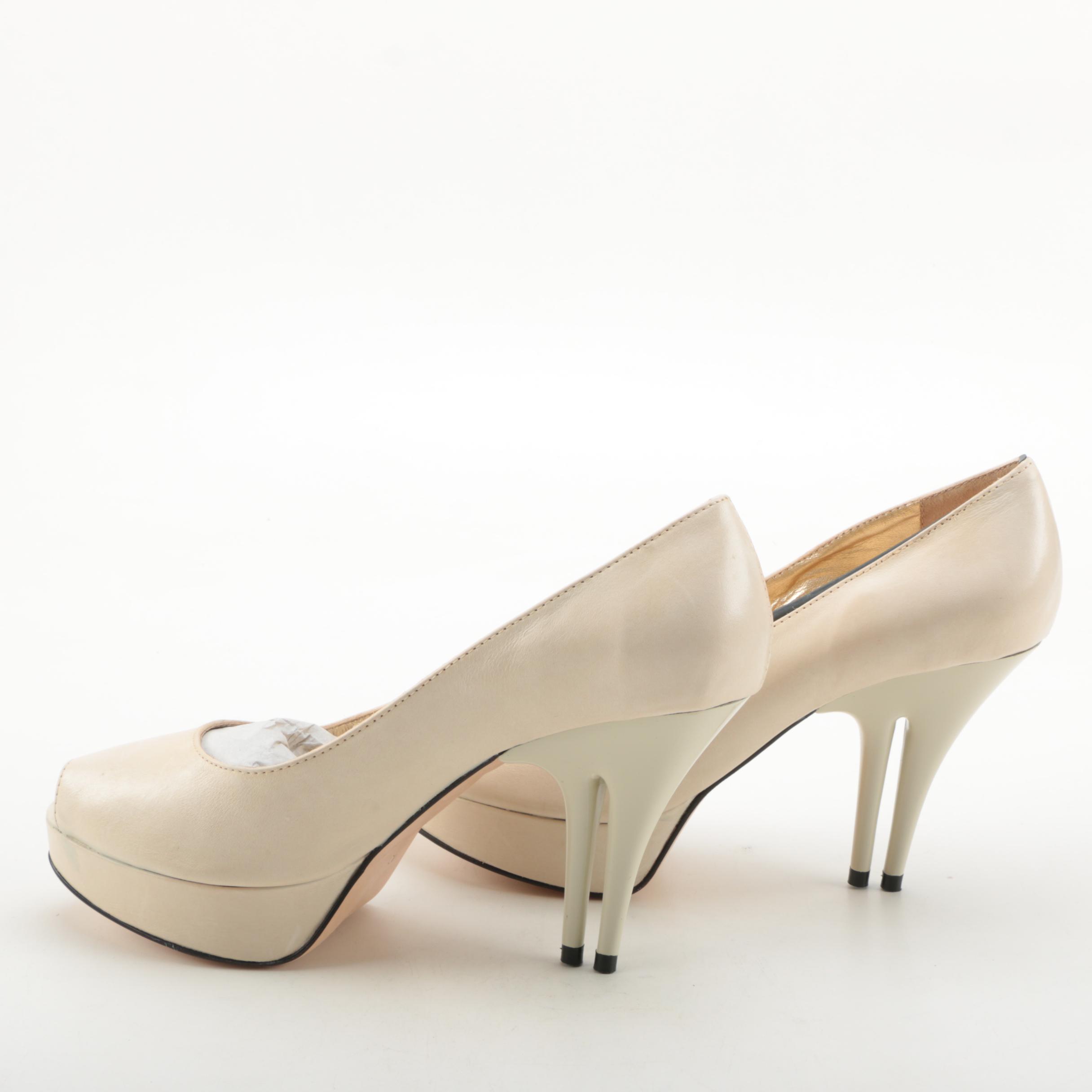 Christopher Coy Collection Prototype Heels in Off-White Leather