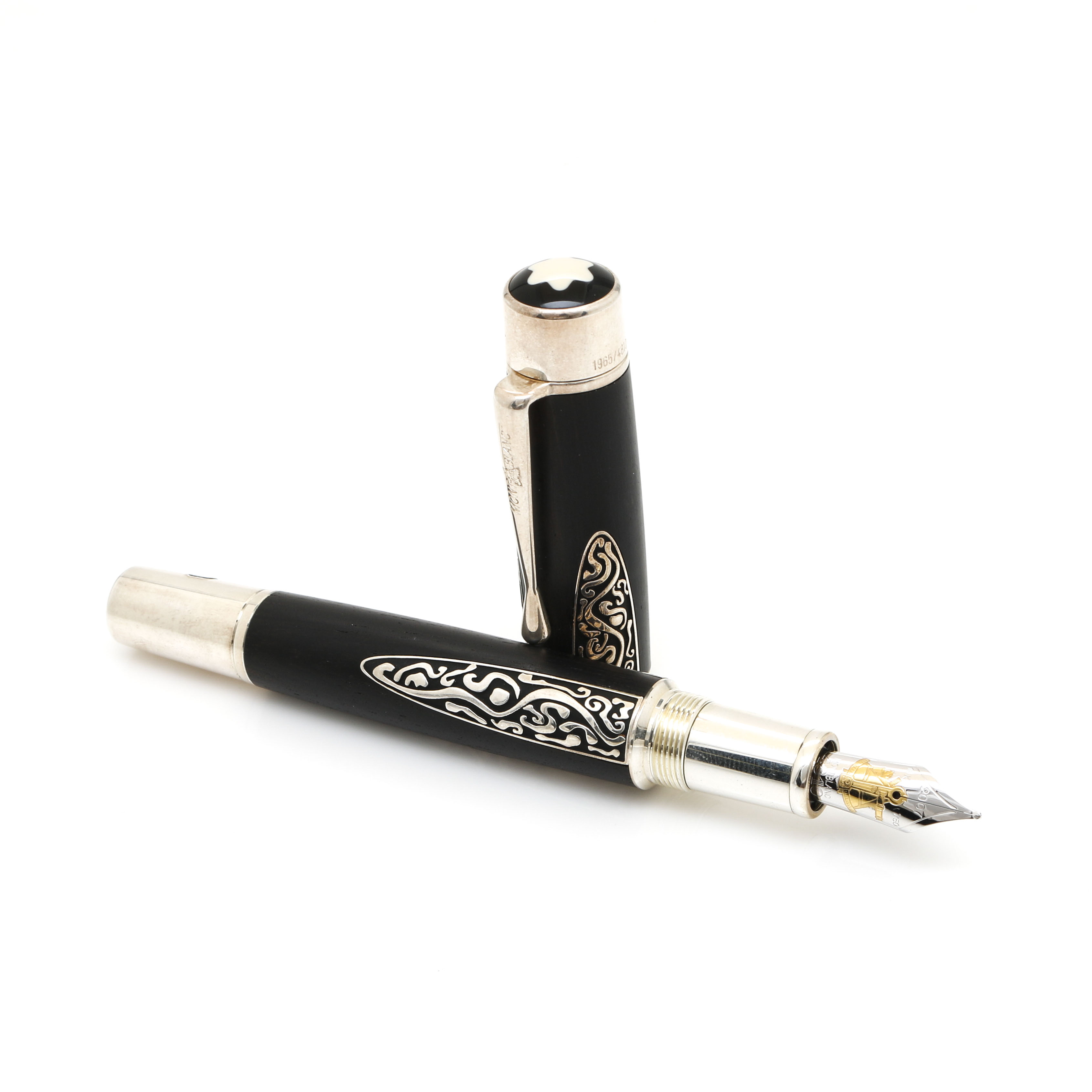 Mont Blanc Sterling Silver and 18K Yellow Gold Fountain Pen