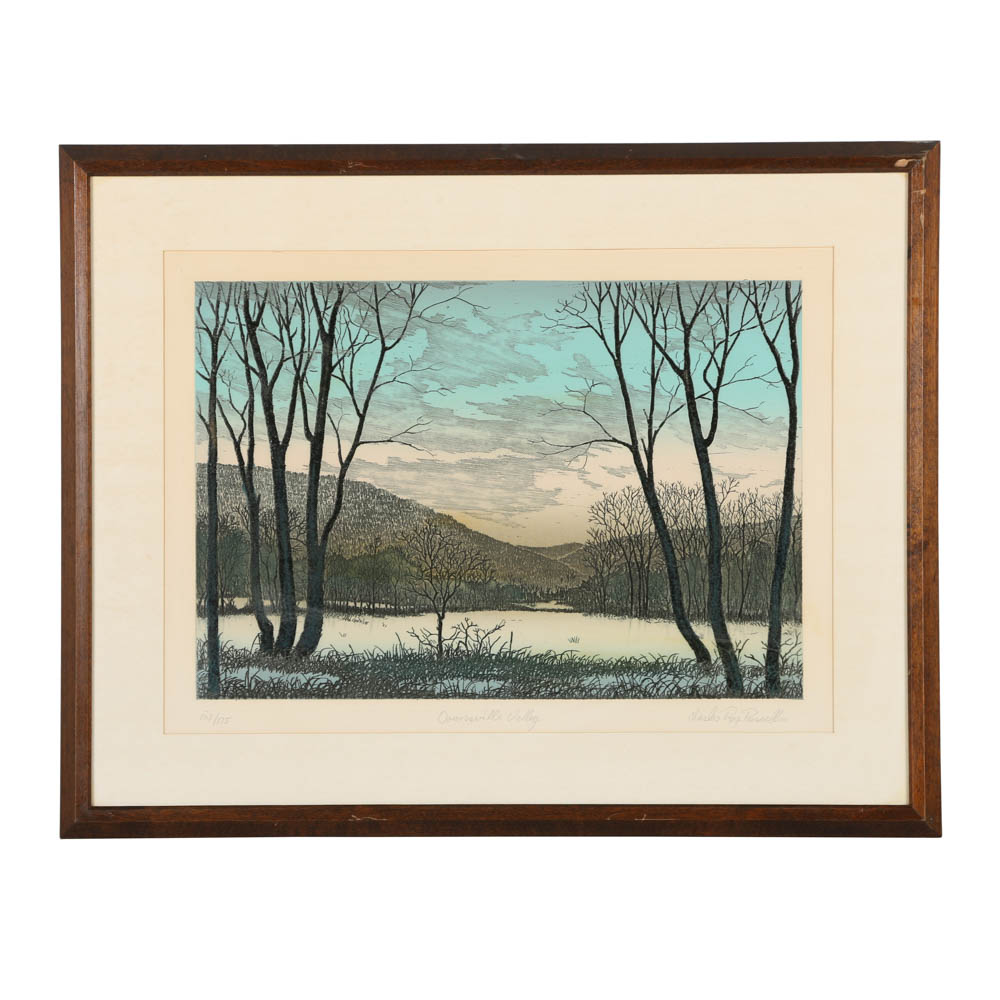 Charles Roy Purcell Limited Edition Etching "Downsville Valley"