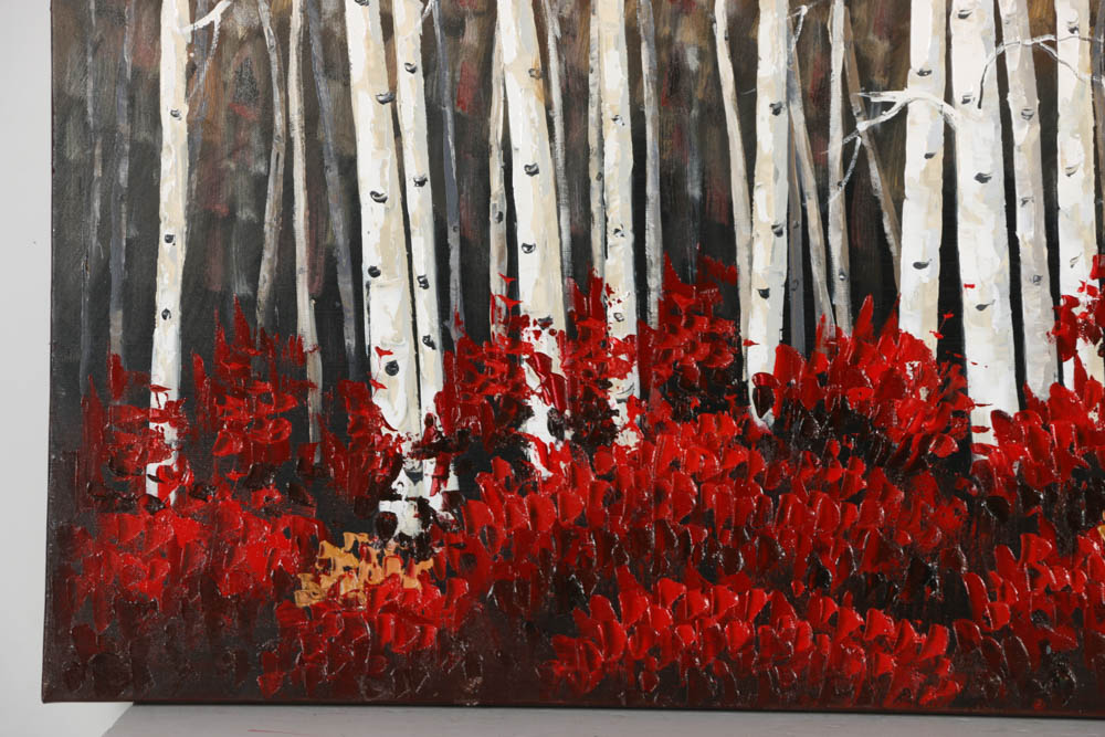 Oil Painting on Canvas Of Birch Trees