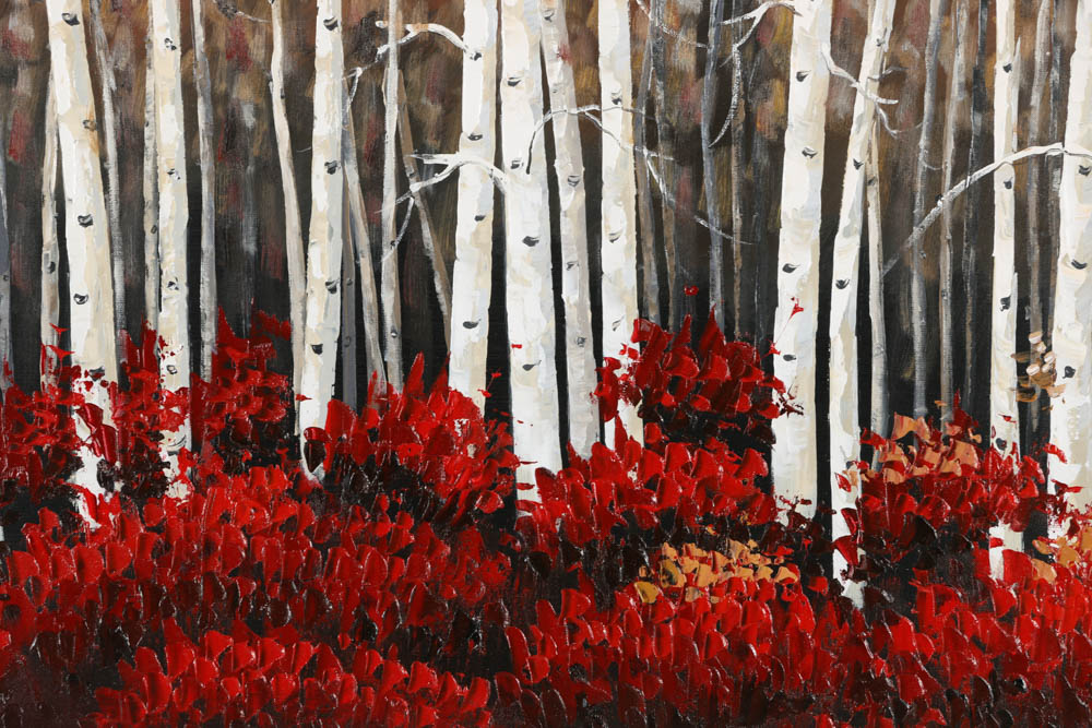 Oil Painting on Canvas Of Birch Trees